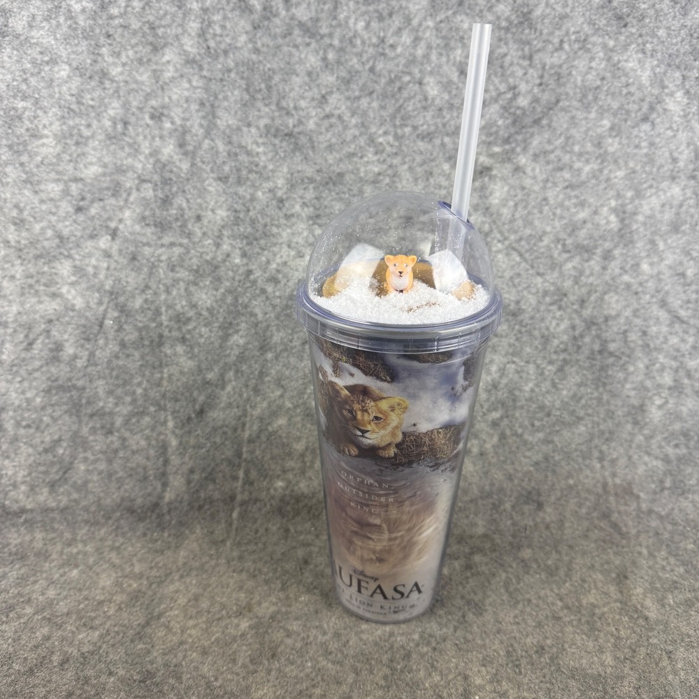 Disney Mufasa The Lion King Movie Theater Snow Globe Tumbler Cup with Straw 2024